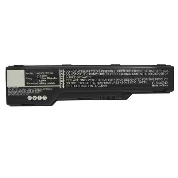 Batteries N Accessories BNA-WB-L9598 Laptop Battery - Li-ion, 11.1V, 6600mAh, Ultra High Capacity - Replacement for Dell HG307 Battery