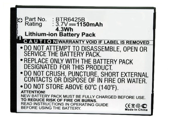 Batteries N Accessories BNA-WB-L3793 Cell Phone Battery - Li-ion, 3.7, 1150mAh, Ultra High Capacity Battery - Replacement for HTC 35H00168-02M, BH98100, BTR6425 Battery