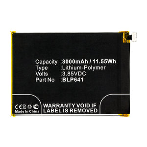 Batteries N Accessories BNA-WB-P14681 Cell Phone Battery - Li-Pol, 3.85V, 3000mAh, Ultra High Capacity - Replacement for OPPO BLP641 Battery