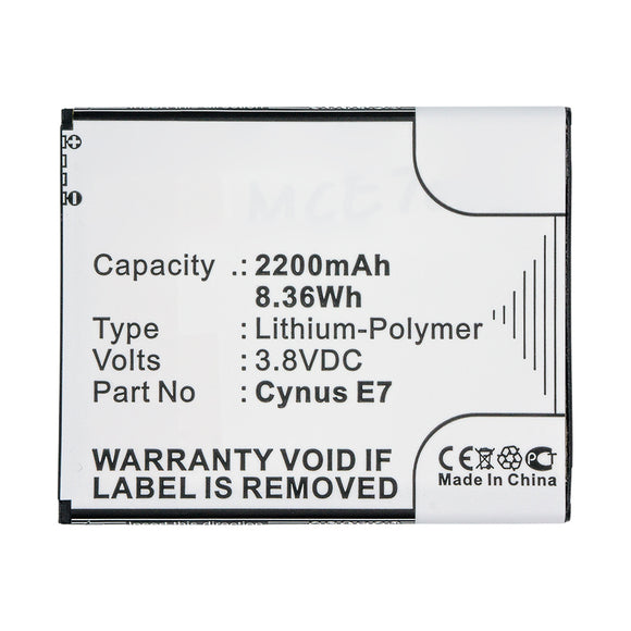 Batteries N Accessories BNA-WB-P14545 Cell Phone Battery - Li-Pol, 3.8V, 2200mAh, Ultra High Capacity - Replacement for Mobistel Cynus E7 Battery