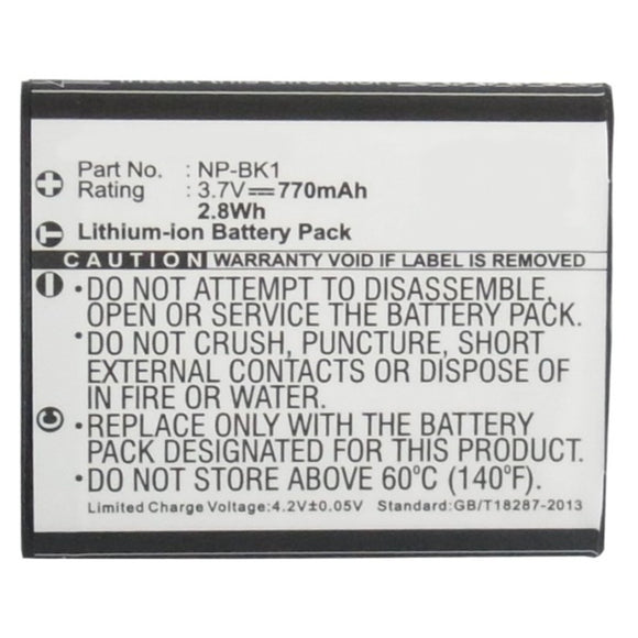 Batteries N Accessories BNA-WB-L9165 Digital Camera Battery - Li-ion, 3.7V, 770mAh, Ultra High Capacity - Replacement for Sony NP-BK1 Battery