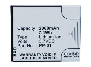 Batteries N Accessories BNA-WB-L3540 Cell Phone Battery - Li-Ion, 3.7V, 2000 mAh, Ultra High Capacity Battery - Replacement for PHICOMM PP-01 Battery