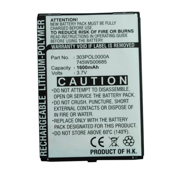 Batteries N Accessories BNA-WB-P16357 Cell Phone Battery - Li-Pol, 3.7V, 1600mAh, Ultra High Capacity - Replacement for i-mate 303POL0000A Battery