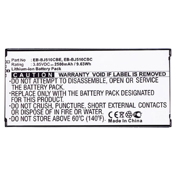 Batteries N Accessories BNA-WB-L3609 Cell Phone Battery - Li-Ion, 3.85V, 2500 mAh, Ultra High Capacity Battery - Replacement for Samsung EB-BJ510CBC Battery