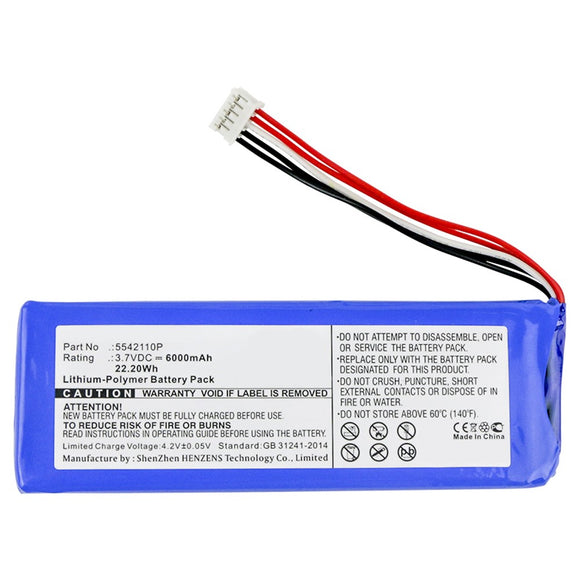 Batteries N Accessories BNA-WB-P8125 Speaker Battery - Li-Pol, 3.7V, 6000mAh, Ultra High Capacity Battery - Replacement for JBL 5542110P Battery