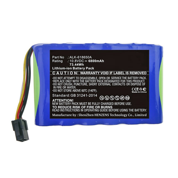 Batteries N Accessories BNA-WB-L10308 Equipment Battery - Li-ion, 10.8V, 6800mAh, Ultra High Capacity - Replacement for Eloik ALK-618650A Battery