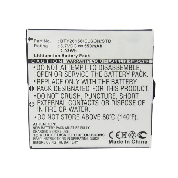 Batteries N Accessories BNA-WB-L16351 Cell Phone Battery - Li-ion, 3.7V, 550mAh, Ultra High Capacity - Replacement for Emporia BTY26156/ELSON/STD Battery