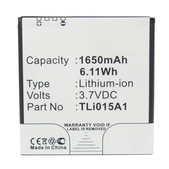 Batteries N Accessories BNA-WB-L14449 Cell Phone Battery - Li-ion, 3.7V, 1650mAh, Ultra High Capacity - Replacement for Alcatel TLi015A1 Battery