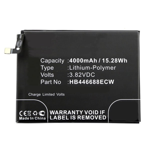 Batteries N Accessories BNA-WB-P8309 Cell Phone Battery - Li-Pol, 3.82V, 4000mAh, Ultra High Capacity Battery - Replacement for Huawei HB446688ECW Battery