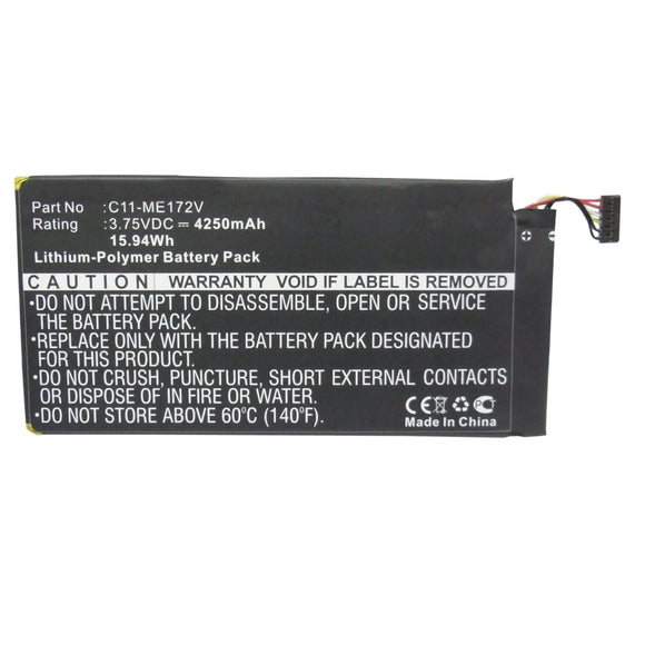 Batteries N Accessories BNA-WB-P11097 Tablet Battery - Li-Pol, 3.75V, 4250mAh, Ultra High Capacity - Replacement for Asus C11-ME172V Battery