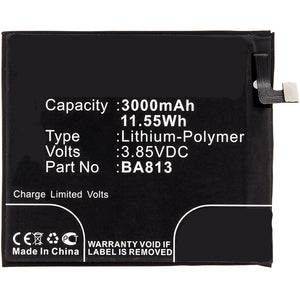 Batteries N Accessories BNA-WB-P8354 Cell Phone Battery - Li-Pol, 3.85V, 3000mAh, Ultra High Capacity Battery - Replacement for MeiZu BA813 Battery