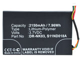 Batteries N Accessories BNA-WB-P8179 E Book E Reader Battery - Li-Pol, 3.7V, 2150mAh, Ultra High Capacity Battery - Replacement for Barnes & Noble DR-NK03, MLP305787, S11ND018A Battery