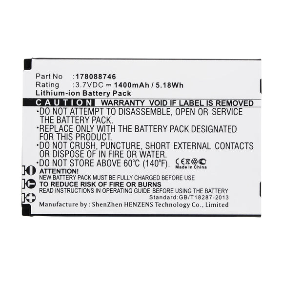 Batteries N Accessories BNA-WB-L16432 Cell Phone Battery - Li-ion, 3.7V, 1400mAh, Ultra High Capacity - Replacement for Mobiwire 178088746 Battery