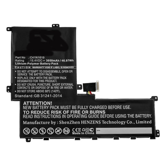 Batteries N Accessories BNA-WB-P10400 Laptop Battery - Li-Pol, 15.4V, 3050mAh, Ultra High Capacity - Replacement for Asus C41N1619 Battery