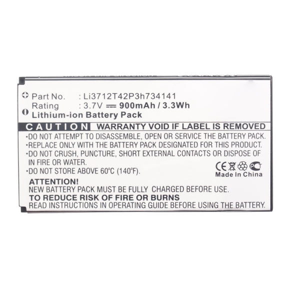 Batteries N Accessories BNA-WB-L14117 Cell Phone Battery - Li-ion, 3.7V, 900mAh, Ultra High Capacity - Replacement for ZTE Li3712T42P3h734141 Battery