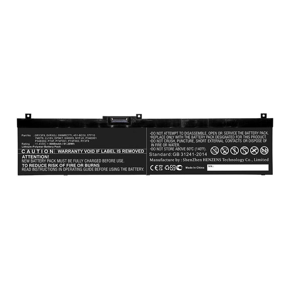 Batteries N Accessories BNA-WB-P10692 Laptop Battery - Li-Pol, 11.4V, 8000mAh, Ultra High Capacity - Replacement for Dell 5TF10 Battery