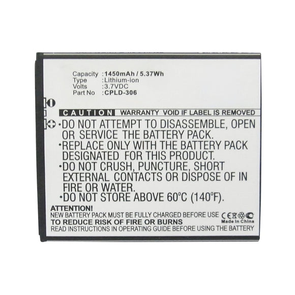 Batteries N Accessories BNA-WB-L10082 Cell Phone Battery - Li-ion, 3.7V, 1450mAh, Ultra High Capacity - Replacement for Coolpad CPLD-306 Battery