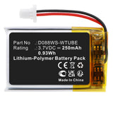 Batteries N Accessories BNA-WB-P18537 Wireless Headset Battery - Li-Pol, 3.7V, 250mAh, Ultra High Capacity - Replacement for XP Metal Detectors D088WS-WTUBE Battery