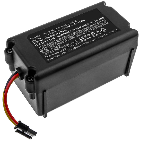 Batteries N Accessories BNA-WB-L17995 Vacuum Cleaner Battery - Li-ion, 14.4V, 3000mAh, Ultra High Capacity - Replacement for Blaupunkt 6.60.40.04-0 Battery