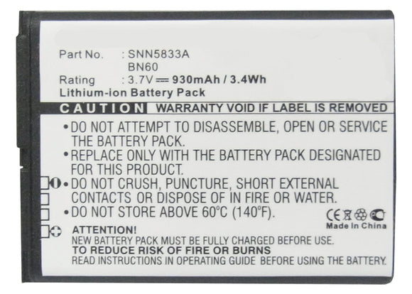 Batteries N Accessories BNA-WB-L3900 Cell Phone Battery - Li-ion, 3.7, 930mAh, Ultra High Capacity Battery - Replacement for Motorola BN10, SNN5833 Battery
