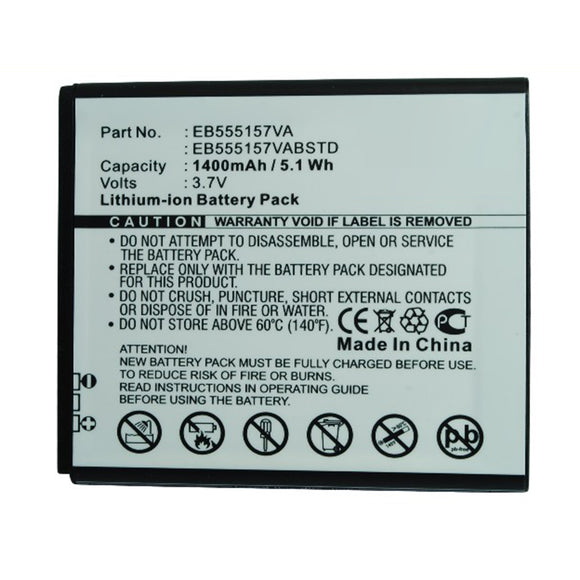 Batteries N Accessories BNA-WB-L13120 Cell Phone Battery - Li-ion, 3.7V, 1400mAh, Ultra High Capacity - Replacement for Samsung EB555157VA Battery