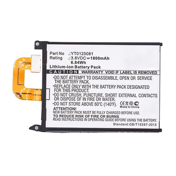 Batteries N Accessories BNA-WB-L14032 Cell Phone Battery - Li-ion, 3.8V, 1800mAh, Ultra High Capacity - Replacement for YOTAPHONE YT0125081 Battery