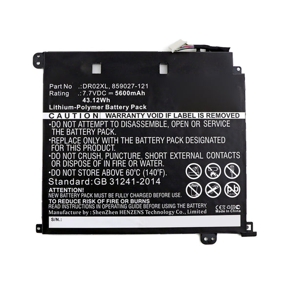 Batteries N Accessories BNA-WB-P11770 Laptop Battery - Li-Pol, 7.7V, 5600mAh, Ultra High Capacity - Replacement for HP DR02XL Battery
