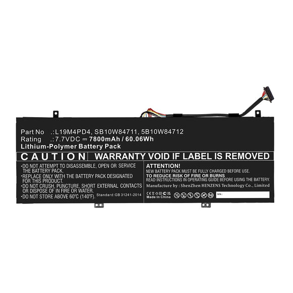 Batteries N Accessories BNA-WB-P12545 Laptop Battery - Li-Pol, 7.7V, 7800mAh, Ultra High Capacity - Replacement for Lenovo L19M4PD4 Battery