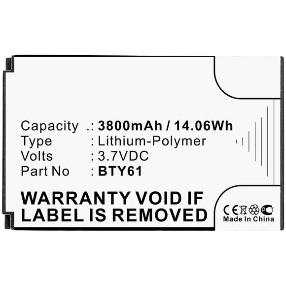 Batteries N Accessories BNA-WB-P14428 Barcode Scanner Battery - Li-Pol, 3.7V, 3800mAh, Ultra High Capacity - Replacement for Newland BTY61 Battery