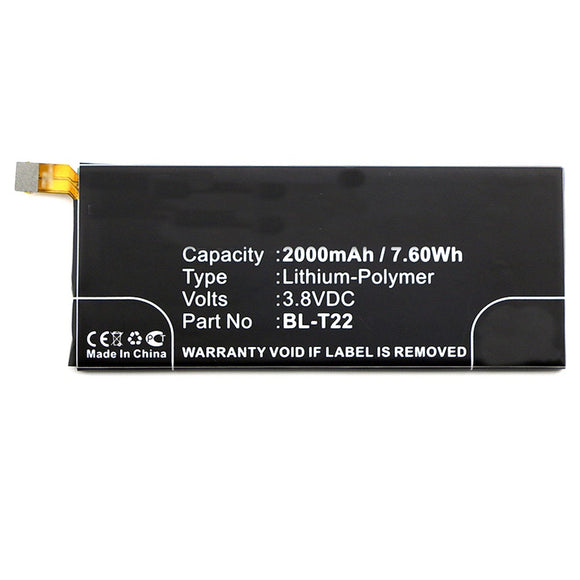 Batteries N Accessories BNA-WB-P3427 Cell Phone Battery - Li-Pol, 3.8V, 2000 mAh, Ultra High Capacity Battery - Replacement for LG BL-T22 Battery