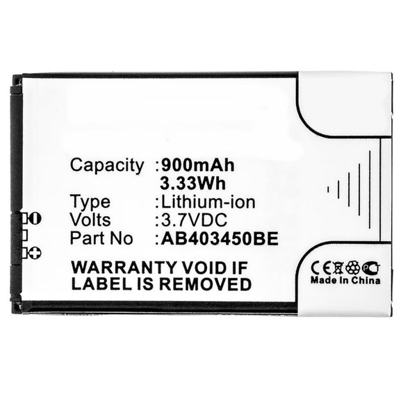 Batteries N Accessories BNA-WB-P3619 Cell Phone Battery - Li-Pol, 3.7V, 900 mAh, Ultra High Capacity Battery - Replacement for Samsung AB403450BA Battery