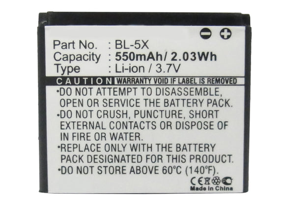 Batteries N Accessories BNA-WB-L3490 Cell Phone Battery - Li-Ion, 3.7V, 550 mAh, Ultra High Capacity Battery - Replacement for Nokia BL-5X Battery