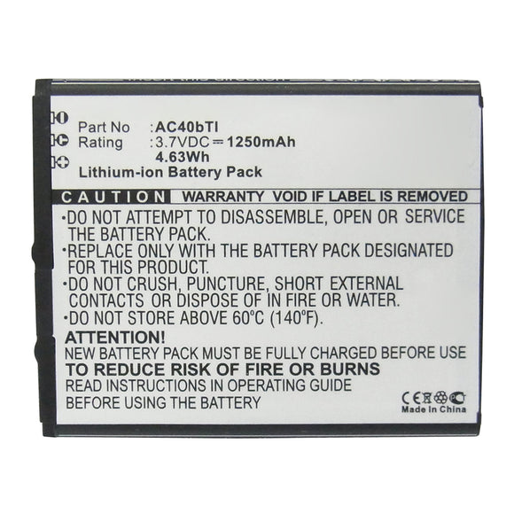 Batteries N Accessories BNA-WB-L15482 Cell Phone Battery - Li-ion, 3.7V, 1250mAh, Ultra High Capacity - Replacement for Archos AC40bTI Battery