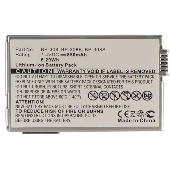 Batteries N Accessories BNA-WB-L8821 Digital Camera Battery - Li-ion, 7.4V, 850mAh, Ultra High Capacity - Replacement for Canon BP-308 Battery