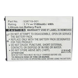 Batteries N Accessories BNA-WB-L11678 Cell Phone Battery - Li-ion, 3.7V, 1100mAh, Ultra High Capacity - Replacement for HP HSTNH-T21C-S Battery