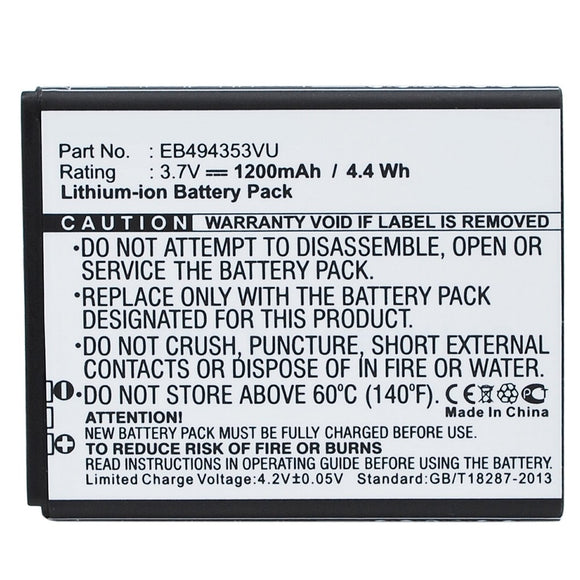 Batteries N Accessories BNA-WB-BLI-1247-1.2 Cell Phone Battery - Li-Ion, 3.7V, 1200 mAh, Ultra High Capacity Battery - Replacement for Samsung SGH-T499 Battery