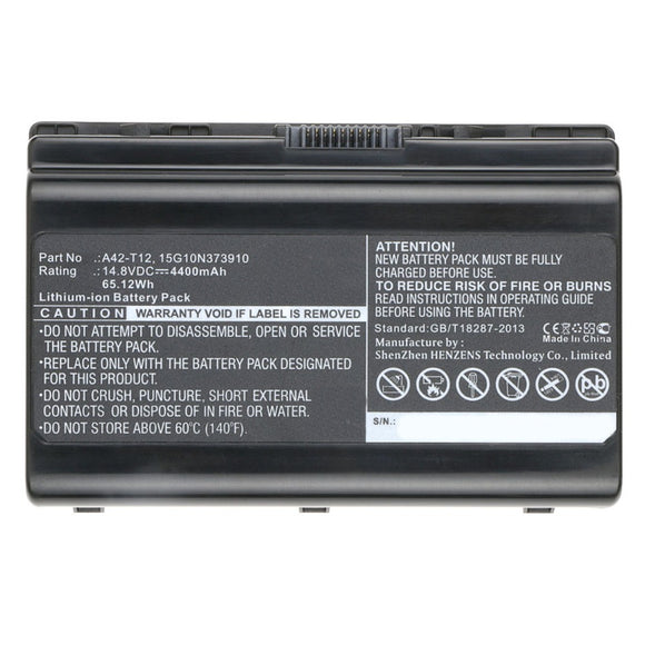 Batteries N Accessories BNA-WB-L10496 Laptop Battery - Li-ion, 14.8V, 4400mAh, Ultra High Capacity - Replacement for Asus A42-T12 Battery