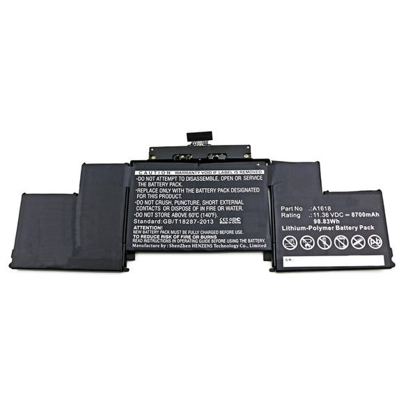 Batteries N Accessories BNA-WB-P10377 Laptop Battery - Li-Pol, 11.36V, 8700mAh, Ultra High Capacity - Replacement for Apple A1618 Battery