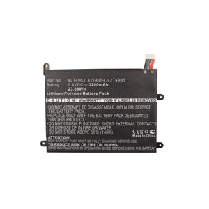 Batteries N Accessories BNA-WB-P12865 Tablet Battery - Li-Pol, 7.4V, 3200mAh, Ultra High Capacity - Replacement for Lenovo 42T4963 Battery