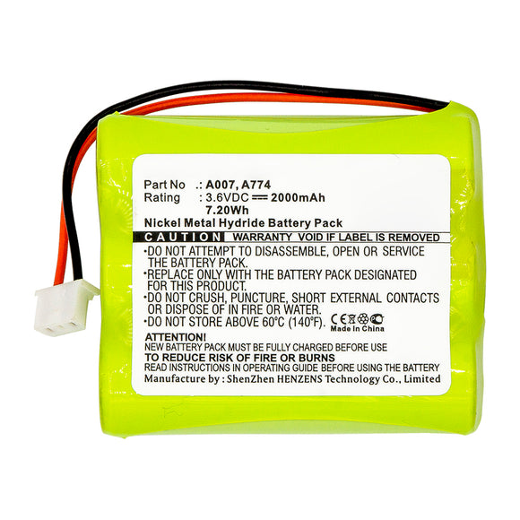 Batteries N Accessories BNA-WB-H13400 Equipment Battery - Ni-MH, 3.6V, 2000mAh, Ultra High Capacity - Replacement for TPI A007 Battery