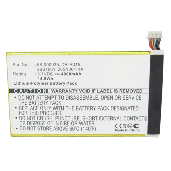 Batteries N Accessories BNA-WB-P9718 Tablet Battery - Li-Pol, 3.7V, 4000mAh, Ultra High Capacity - Replacement for Amazon DR-A015 Battery