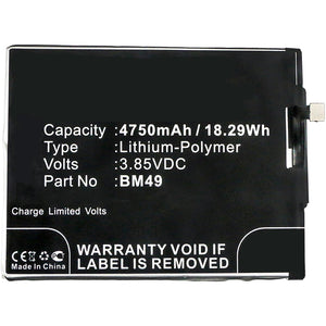 Batteries N Accessories BNA-WB-P8352 Cell Phone Battery - Li-Pol, 3.85V, 4750mAh, Ultra High Capacity Battery - Replacement for Xiaomi BM49 Battery
