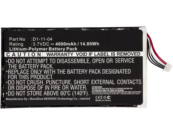 Batteries N Accessories BNA-WB-P8180 E Book E Reader Battery - Li-Pol, 3.7V, 4000mAh, Ultra High Capacity Battery - Replacement for Kobo D1-11-04 Battery
