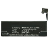 Batteries N Accessories BNA-WB-P9478 Cell Phone Battery - Li-Pol, 3.8V, 1400mAh, Ultra High Capacity - Replacement for Apple 616-0610 Battery
