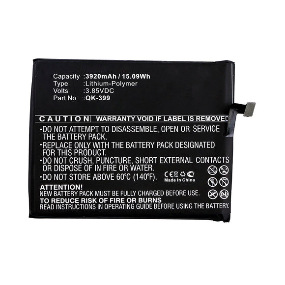 Batteries N Accessories BNA-WB-P12381 Cell Phone Battery - Li-Pol, 3.85V, 3920mAh, Ultra High Capacity - Replacement for QiKU QK-399 Battery