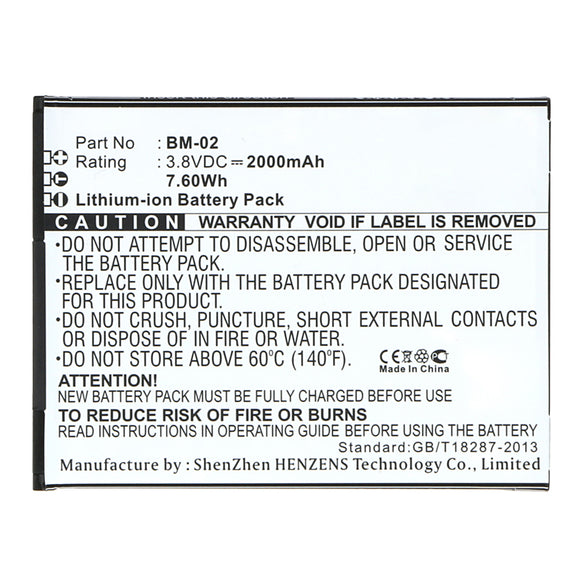 Batteries N Accessories BNA-WB-L16464 Cell Phone Battery - Li-ion, 3.8V, 2000mAh, Ultra High Capacity - Replacement for Myphone BM-02 Battery