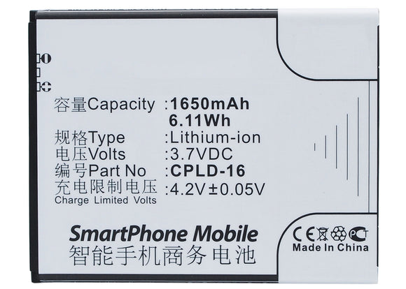 Batteries N Accessories BNA-WB-L3240 Cell Phone Battery - Li-Ion, 3.7V, 1650 mAh, Ultra High Capacity Battery - Replacement for Coolpad CPLD-16 Battery