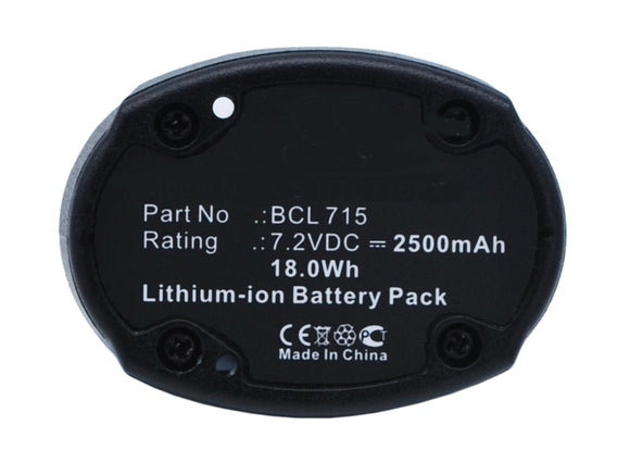 Batteries N Accessories BNA-WB-L6330 Power Tools Battery - Li-Ion, 7.2V, 2500 mAh, Ultra High Capacity Battery - Replacement for Hitachi BCL715 Battery