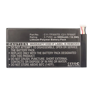 Batteries N Accessories BNA-WB-P16285 Tablet Battery - Li-Pol, 3.7V, 5000mAh, Ultra High Capacity - Replacement for Asus C11-TF500CD Battery