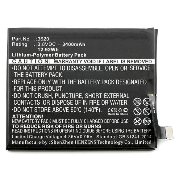 Batteries N Accessories BNA-WB-P10029 Cell Phone Battery - Li-Pol, 3.8V, 3400mAh, Ultra High Capacity - Replacement for BQ 3620 Battery